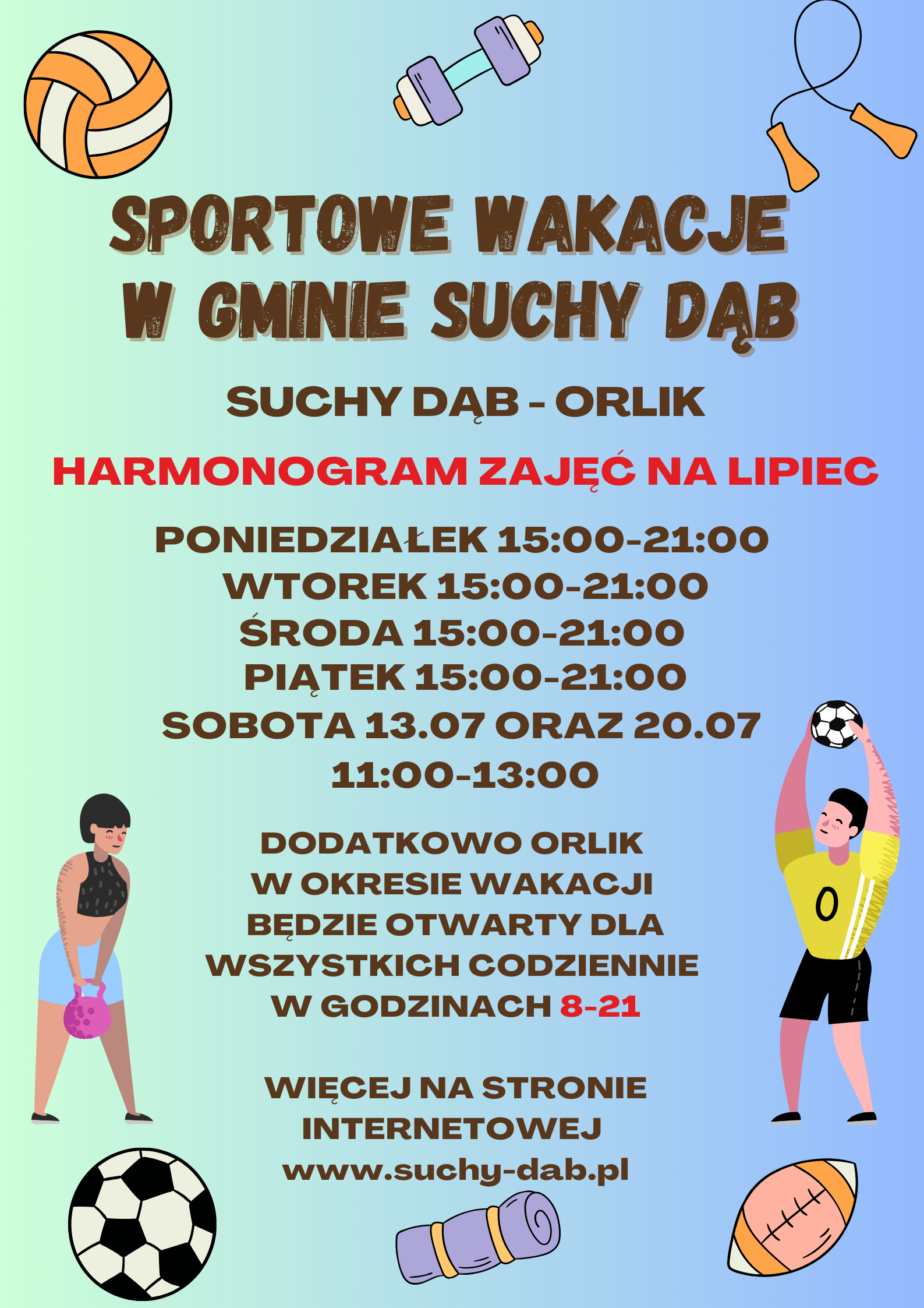 Sportowe wakacje w Gminie Suchy Dąb